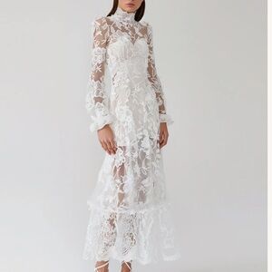 NWT JW PEI Elegant lace white midi dress size 4